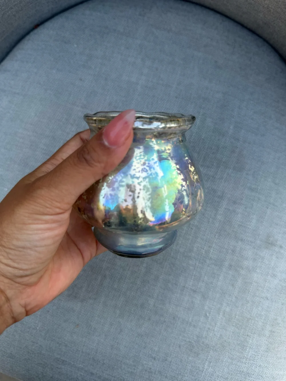 Iridescent Glass Votive Holder - Brand Unspecified - Shimmering White
